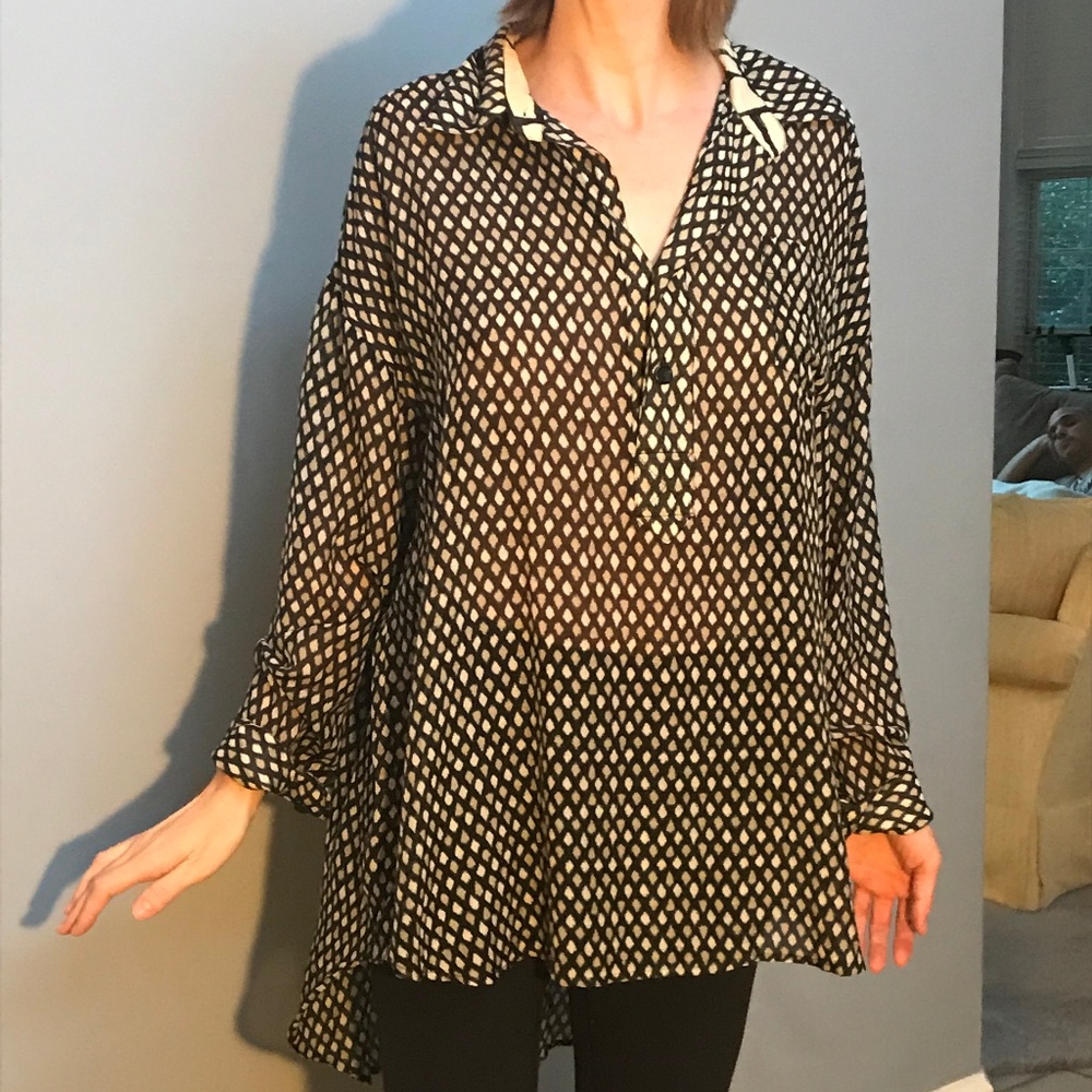 "Burning Torch" Sheer Blouse Size M/L